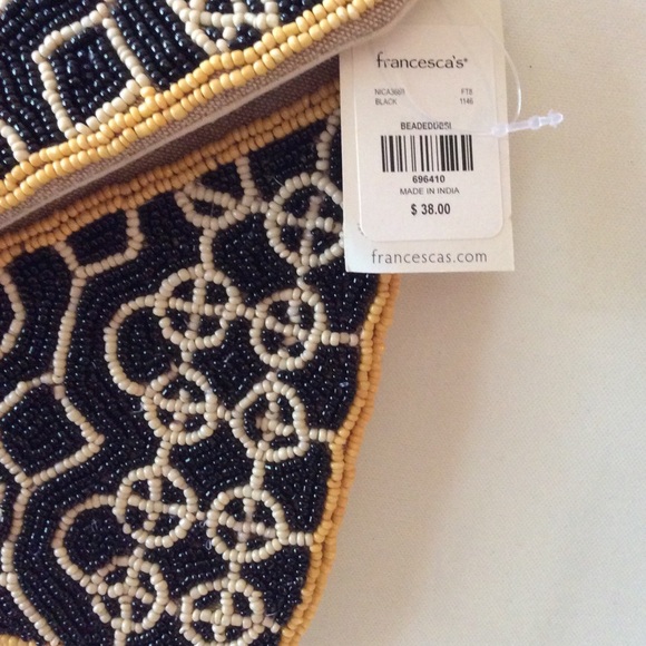 Francesca’s Beaded black yellow and white purse - Picture 3 of 5